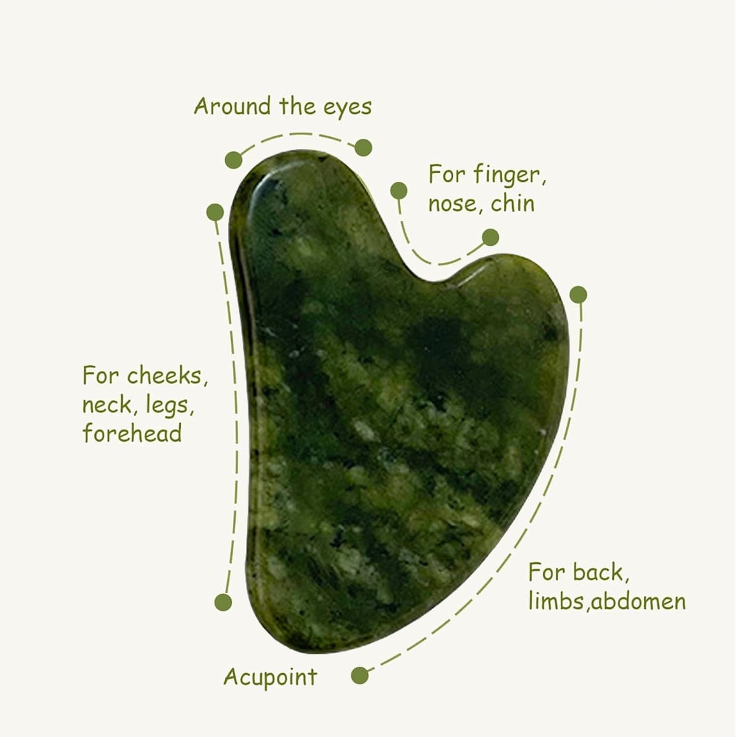 Gua Sha, Premium Gua Sha Facial Tools, Guasha Tool for Face Upgraded, Guasha Natural Jade Stone (Dark Green)