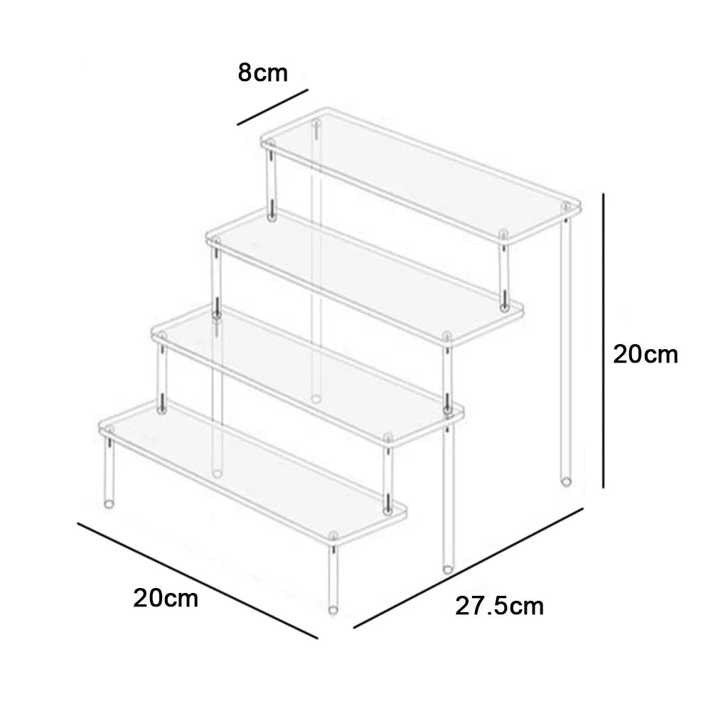 1-4 Tier Acrylic Display Stand Durable Display Rack for Cupcake Perfume Doll Transparent Trapezoidal Blind Box Storage Shelf