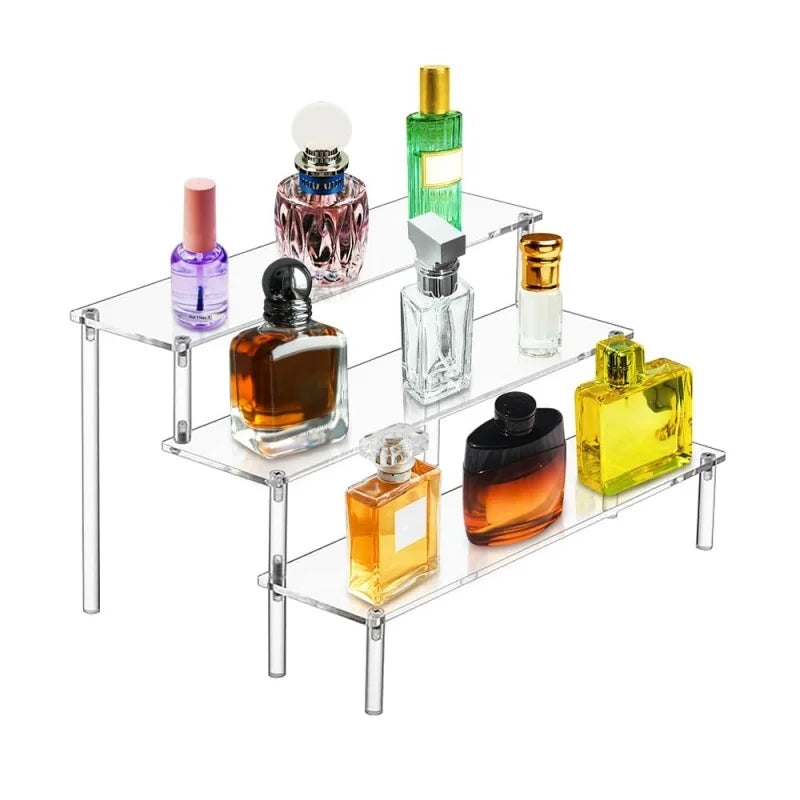Large Acrylic Display Risers, Perfume Stand Organizer, Clear Acrylic Shelf Risers for Display Stands for Food, Tabletop Use