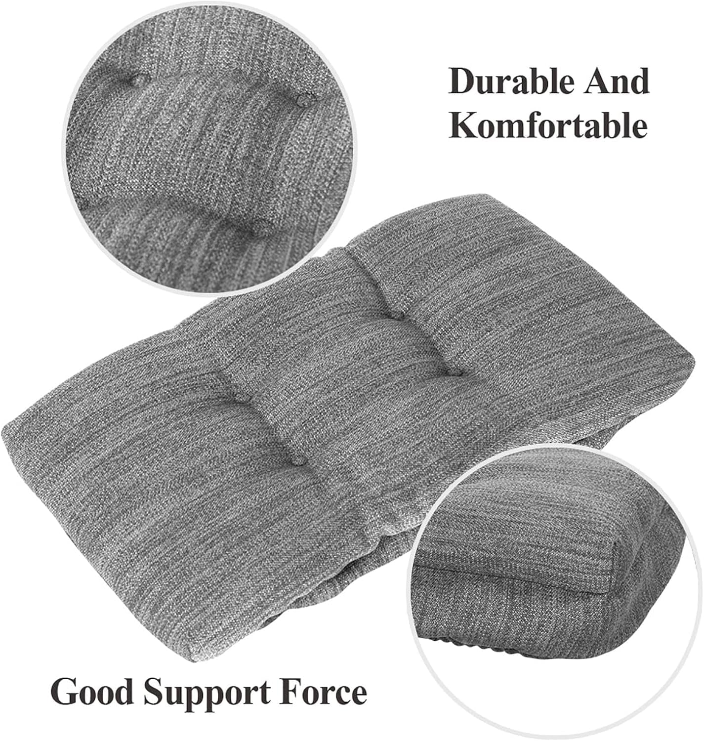 Set of 2 Memory Foam Stool Cushion Rectangular, Dual-Layer Design Bar Stool Cushion Saddle Stool Pad with Ties - 2 Pads Only (Gray, 18X9.5X1.5In)