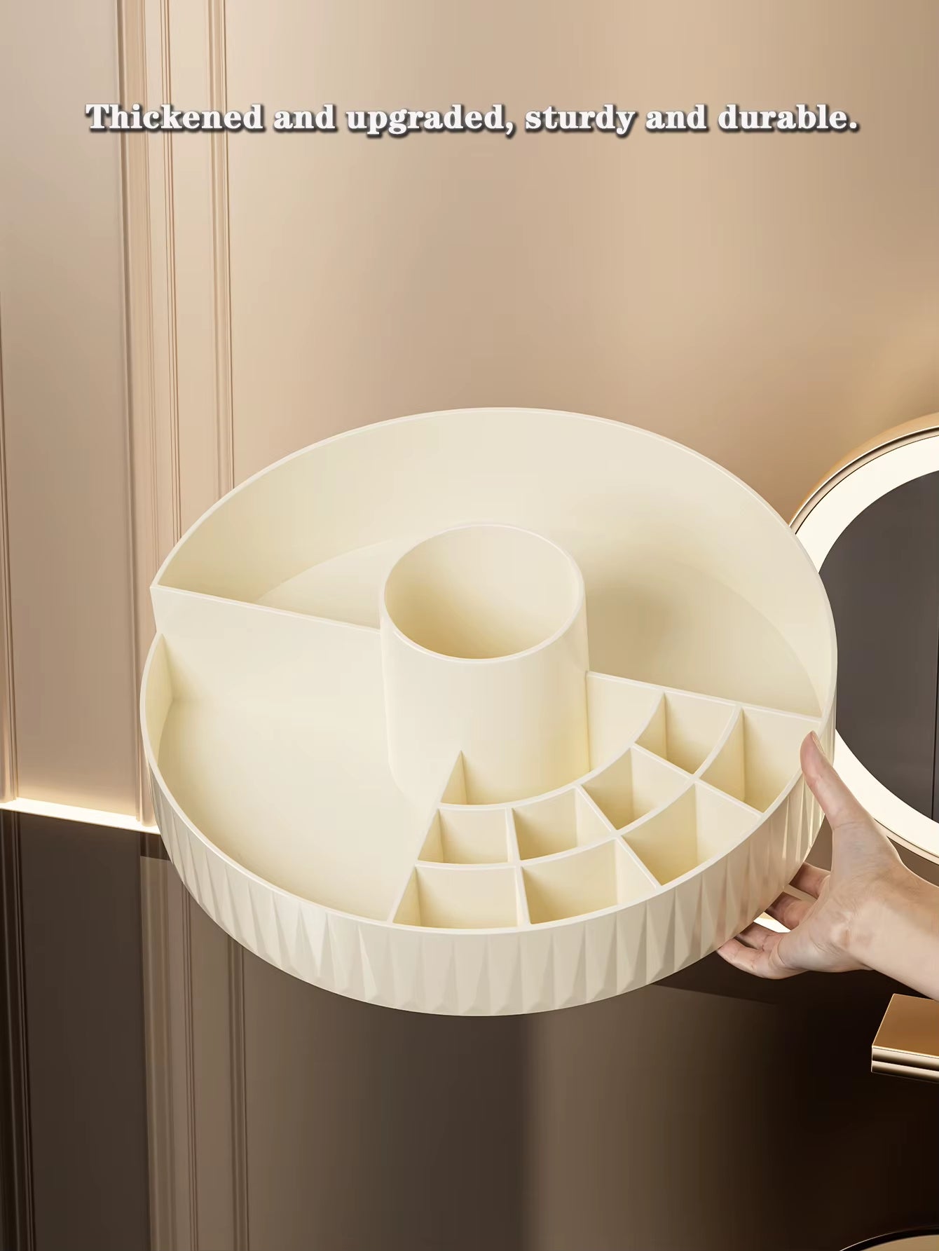 Rotating Cosmetic Storage Box, Multi - Compartment Organizer for Lipsticks, Eyebrow Pencils & Brushes, Bathroom Skincare Storage