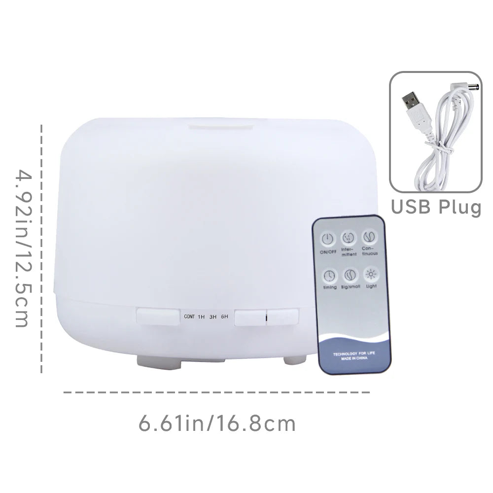 500Ml Essential Oil Diffuser Quiet Aromatherapy Mist Diffusers Ultrasonic Remote Control Air Humidifier with Timing Function