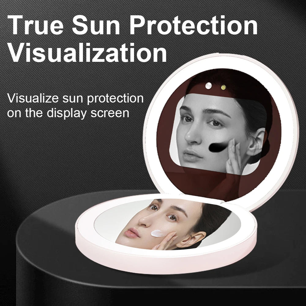 Foldable Portable Uv Sunscreen Test Mirror Mini Pocket Mirrors Suitable for Travel Beautiful Practical Makeup Mirrors