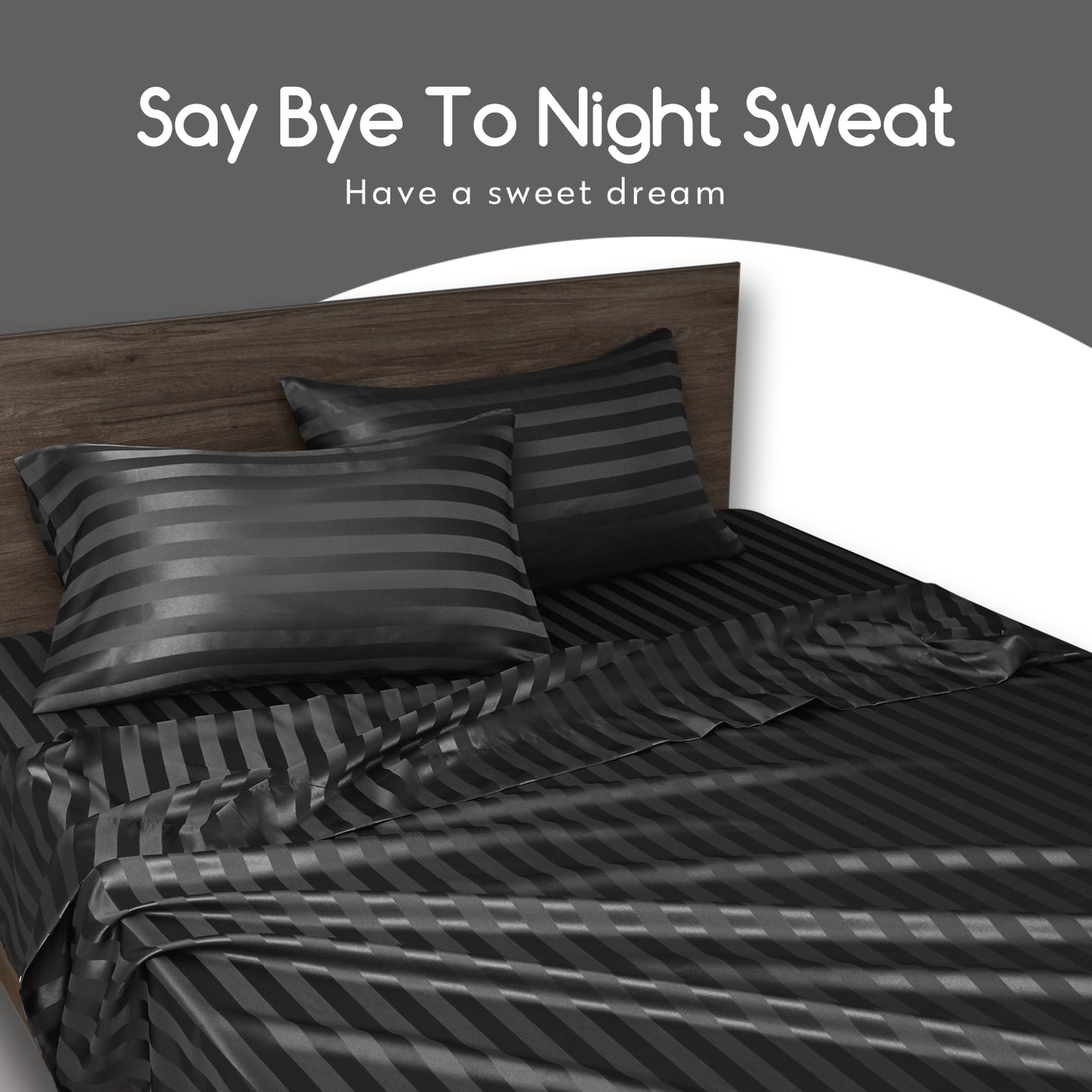 Satin Pillow Case, 2 Pack Satin Standard Silky Pillowcase for Hair and Skin, Satin Pillowcase Set of 2, 20X26, Black Striped