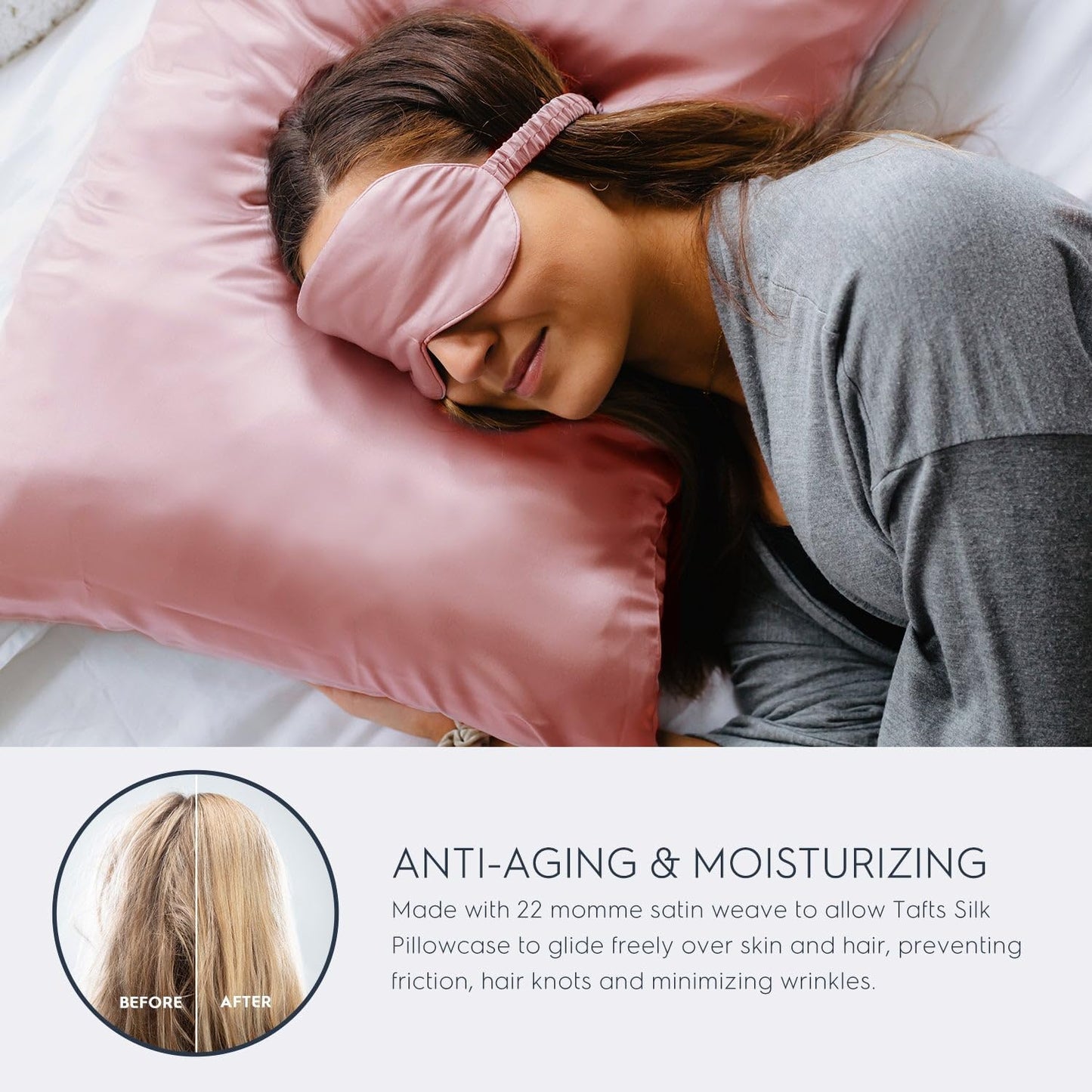 Pillow Cases - 22Mm 100% Pure Mulberry 6A Silk Pillowcase for Hair & Skin with Zipper Closure, Cooling, Natural, Organic, Double Sided Silk Pillow Case (Misty Rose Pink, Queen 20X30 1Pc)