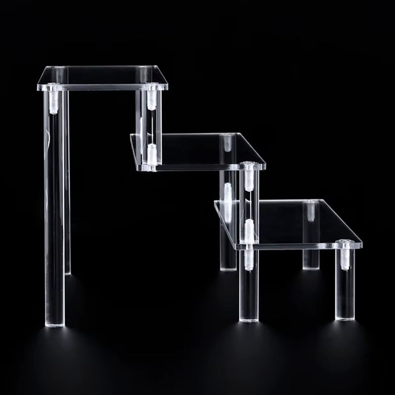 1-5 Tier Acrylic Display Stand Perfume Doll Clay Figurine Blind Box Storage Rack Transparent Ladder Makeup Organization W-2