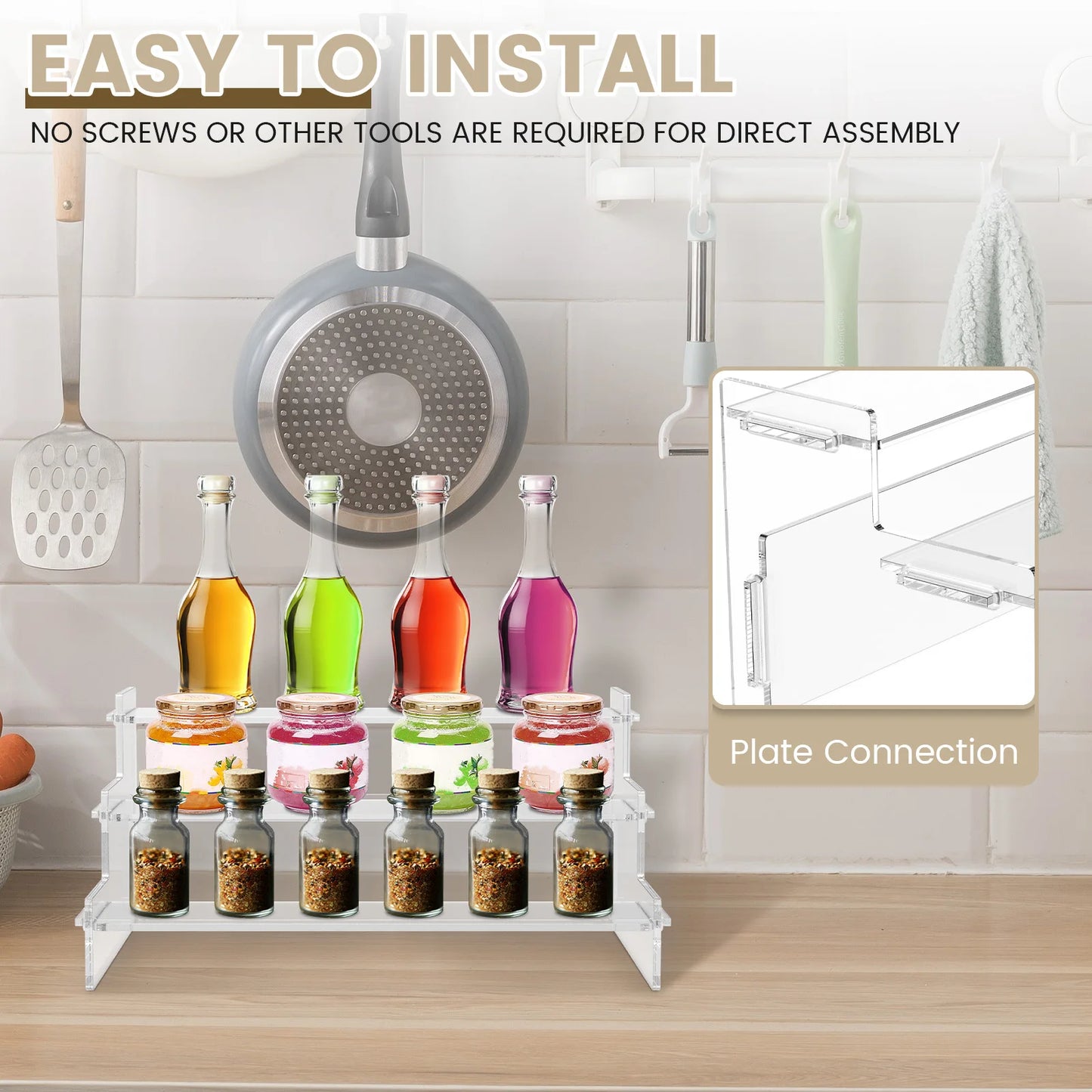 3Pcs 3 Tier Acrylic Display Stand Transparent Cupcake Perfume Jewelry Cosmetic Doll Clear Storage Shelf Blind Box Organizer