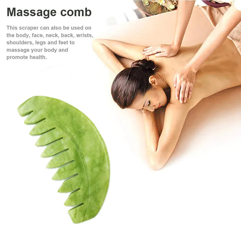 Natural Gua Sha Jade Stone for Face Guasha Massage Tools Body Acupuncture Stick Beauty Gouache Scraper with Black Velvet Bag