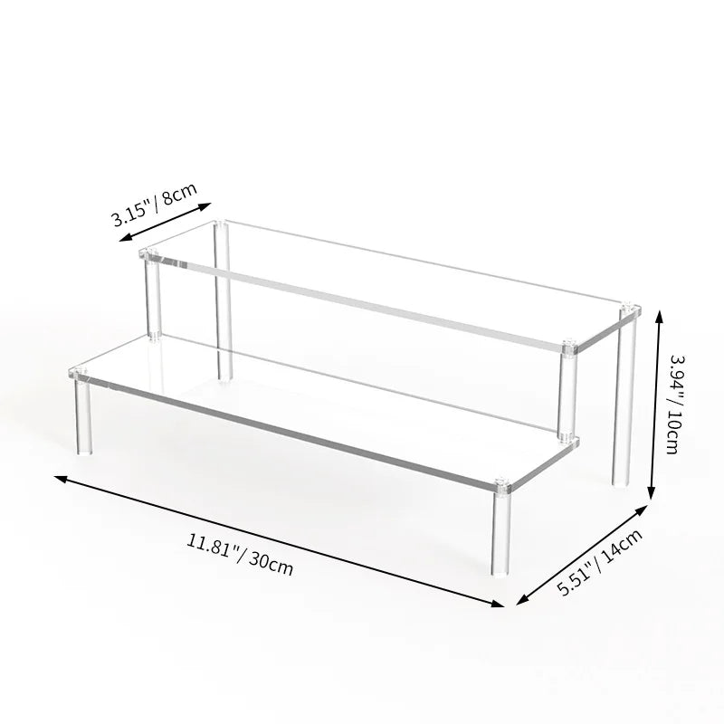 1-4Layer Acrylic Display Stand Durable Display Rack for Cupcake Perfume Doll Transparent Trapezoidal Blind Box Storage Shelf