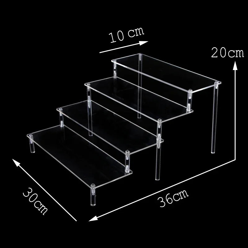Acrylic Display Stand Transparent Ladder Shelf Doll Clay Figurine Animation Car Model Blind Box Perfume Storage Model Stand