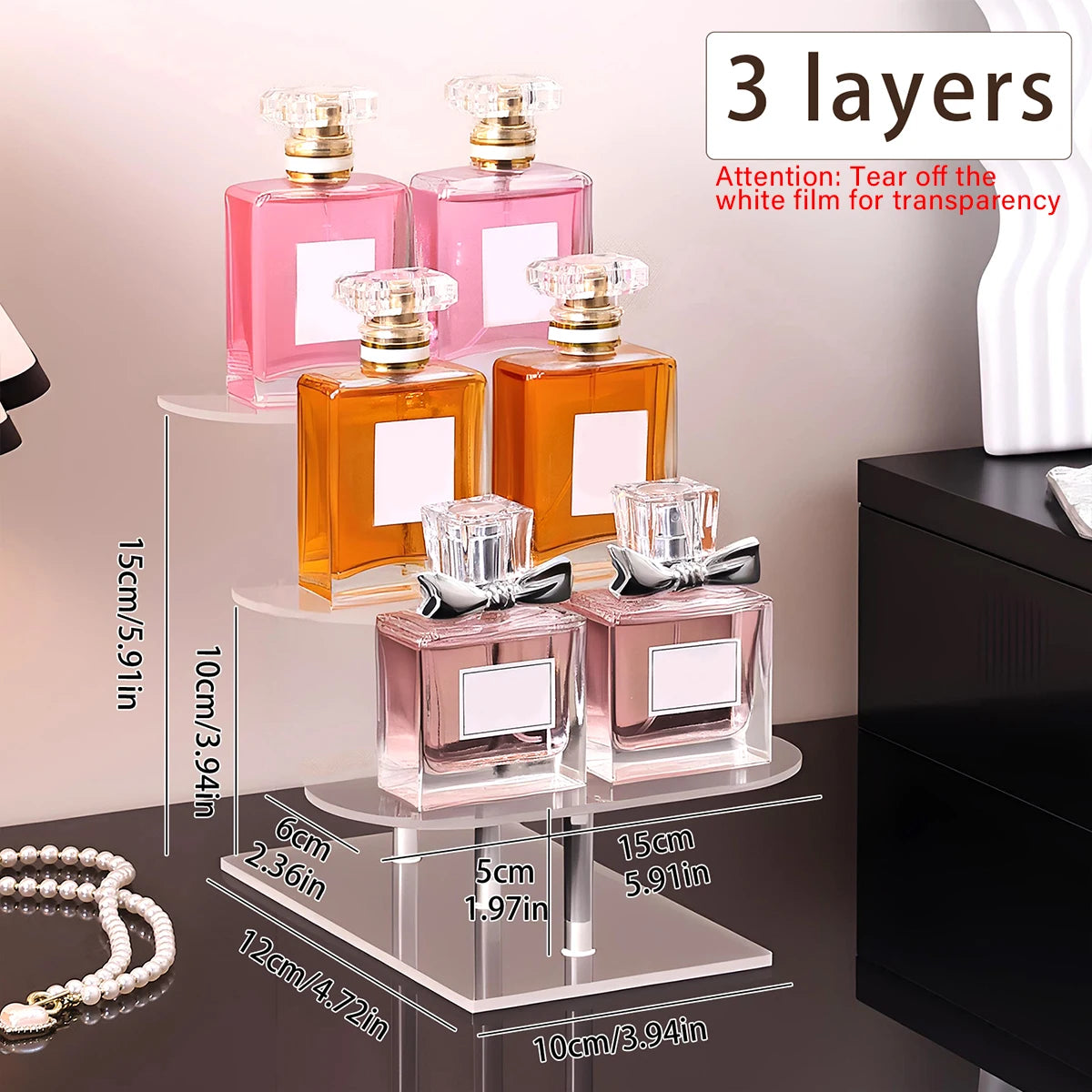 1Pc Desktop 2-4 Layer Display Shelf Stepped Acrylic Transparent Storage Rack Is Suitable for Perfume Hand Doll Organizer