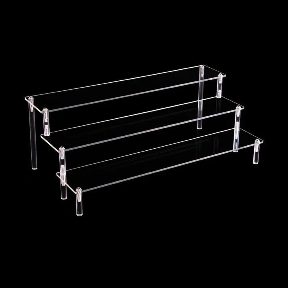 1-4 Tier Acrylic Display Stand Durable Display Rack for Cupcake Perfume Doll Transparent Trapezoidal Blind Box Storage Shelf