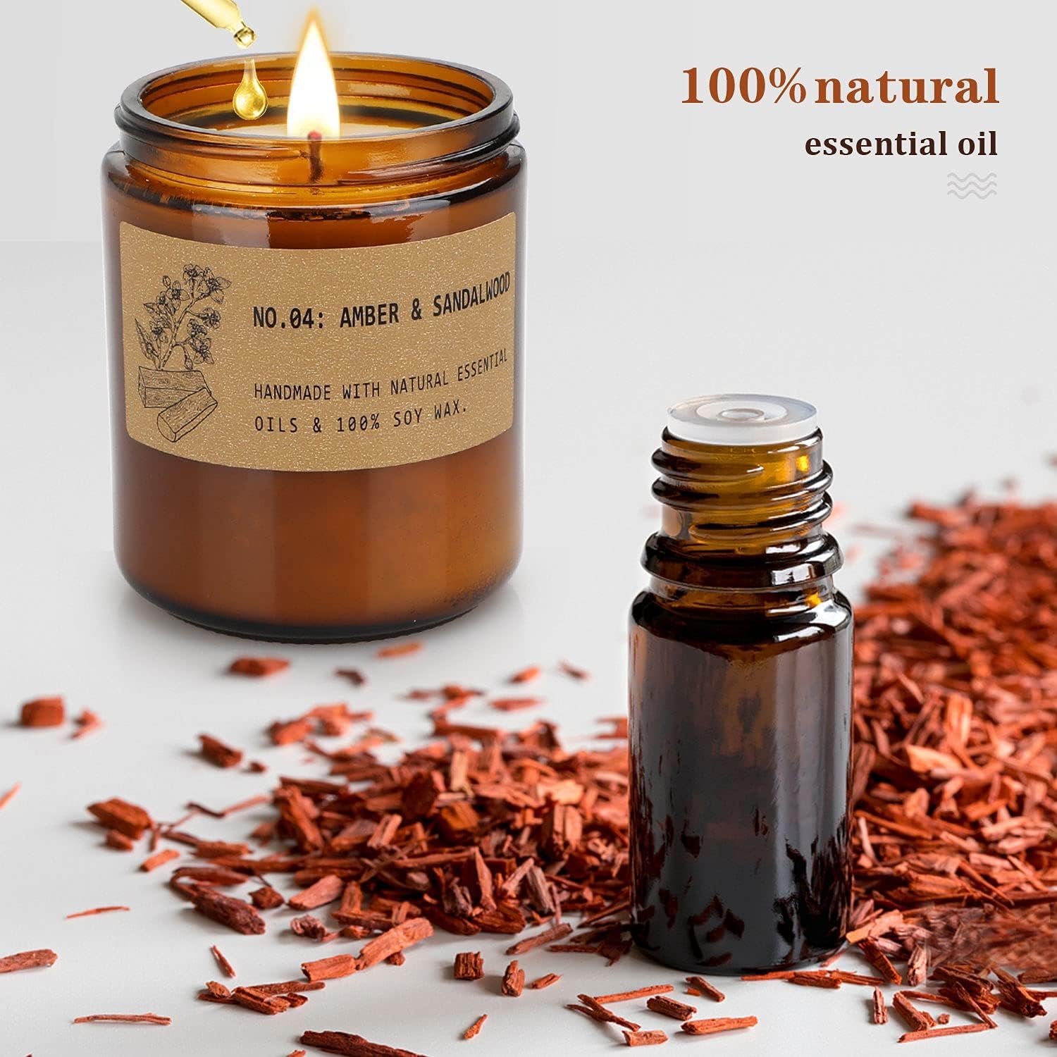 Scented Candle Gifts for Women, Home Scented Candles 7.2 Oz Soy Scented Candle, Lavender, Amber Sandalwood Strong Scented Jar Candle with Gift Box, Christmas Gifts for Women, 2 Pack