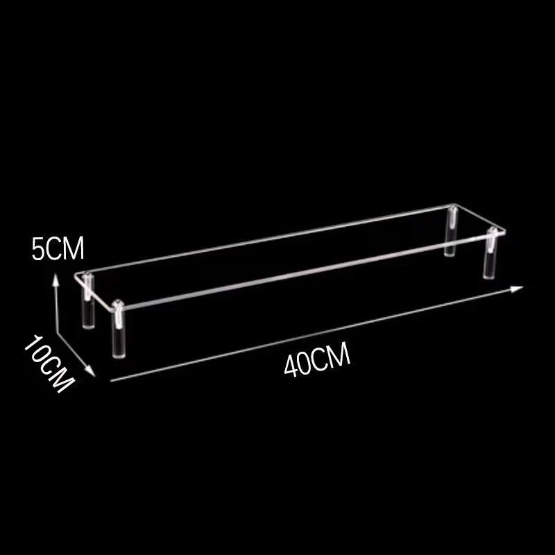 1-5 Tier Acrylic and Solid Wood Panel with Clear Acrylic Column Display Stand for Perfume, Cosmetic, Car Modle, Toy Storage Rack
