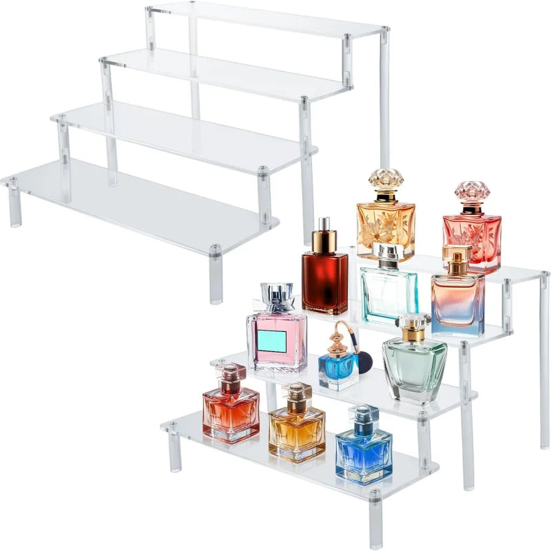 Large Acrylic Display Risers, Perfume Stand Organizer, Clear Acrylic Shelf Risers for Display Stands for Food, Tabletop Use
