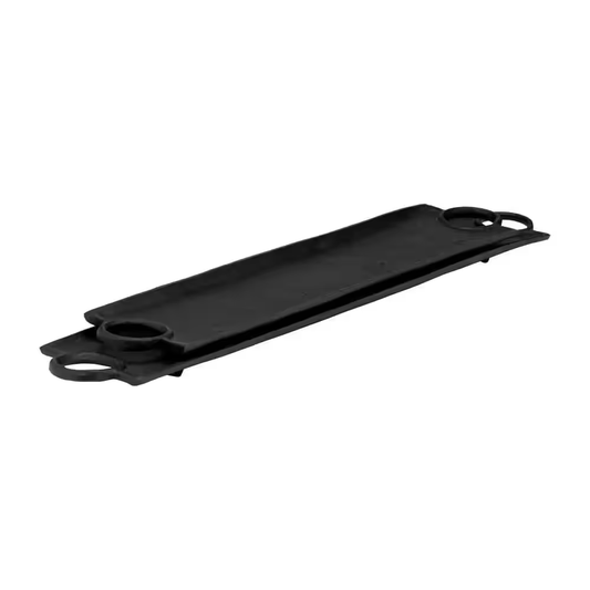 32 In. X 6 In. Black Metal Aluminum Decorative Flat Serving Tray Set with Ring Handles (Set of 2)