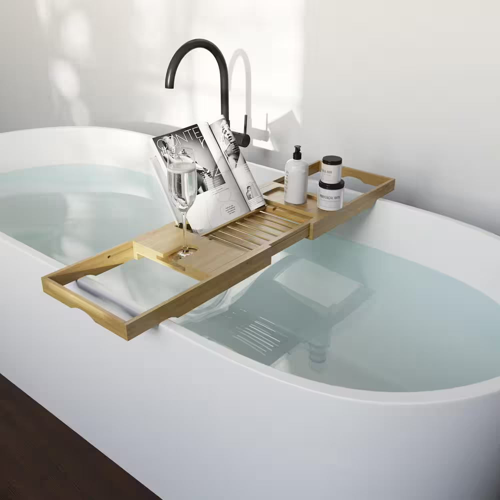 Acacia Bathtub Tray with Tablet Rest in Natural Wood