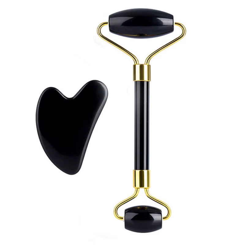 New Natural Obsidian Sleep Eye Mask Jade Roller Gua Sha Massage Tools Cold Therapy Health Beauty Skin Care Massager for Face