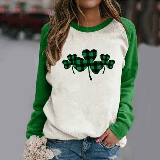 Nayeli Women's St. Patrick's Shamrock Patch Sleeve Sweatshirt
