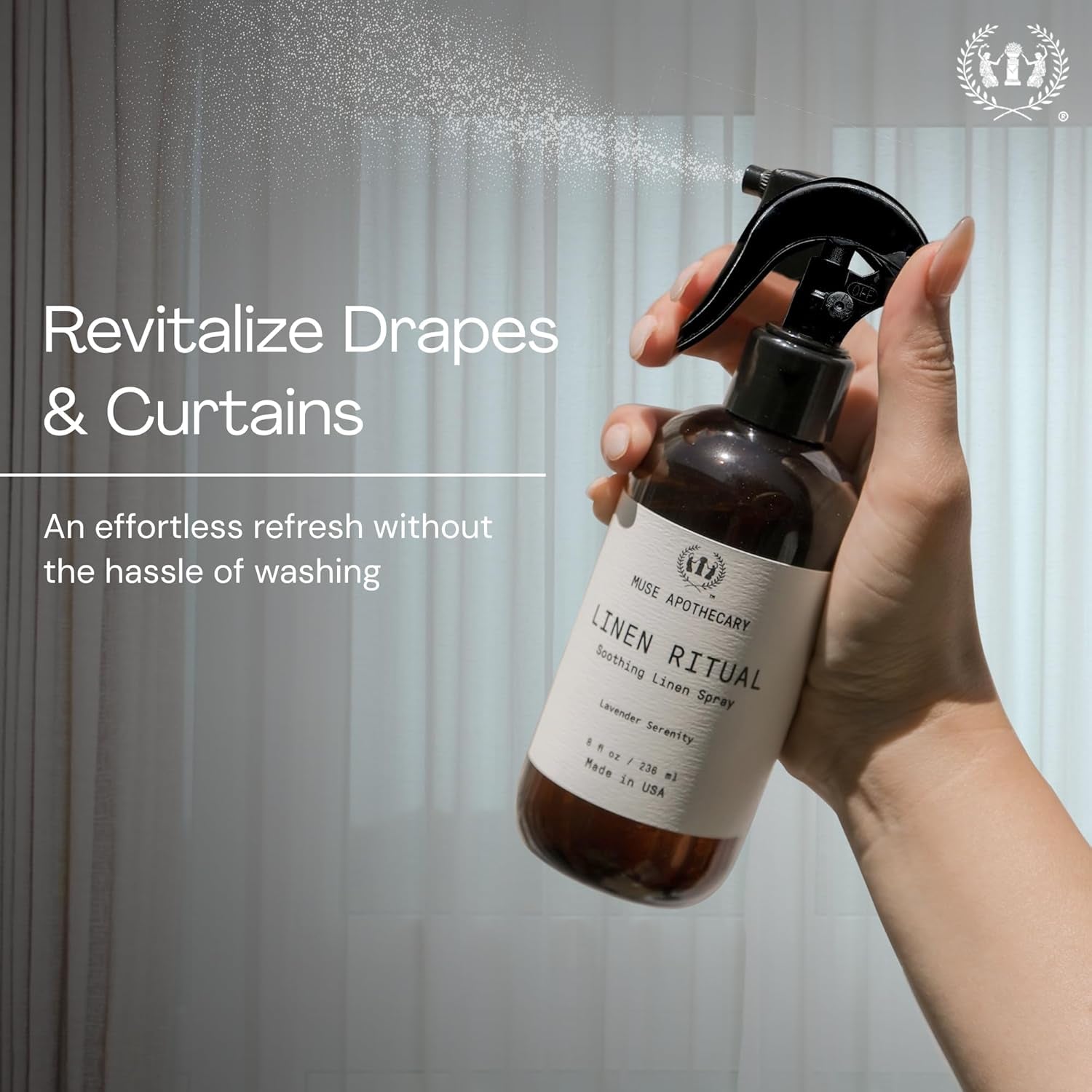 Linen Ritual - Aromatic, Soothing, and Relaxing Linen Spray for Bedding, Laundry and Fabric Spray Freshener - Infused with Aromatherapy Essential Oils - Lavender Serenity