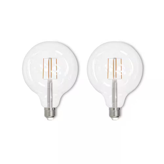 60-Watt Equivalent G40 Clear Dimmable Edison LED Light Bulb Warm White (2-Pack)