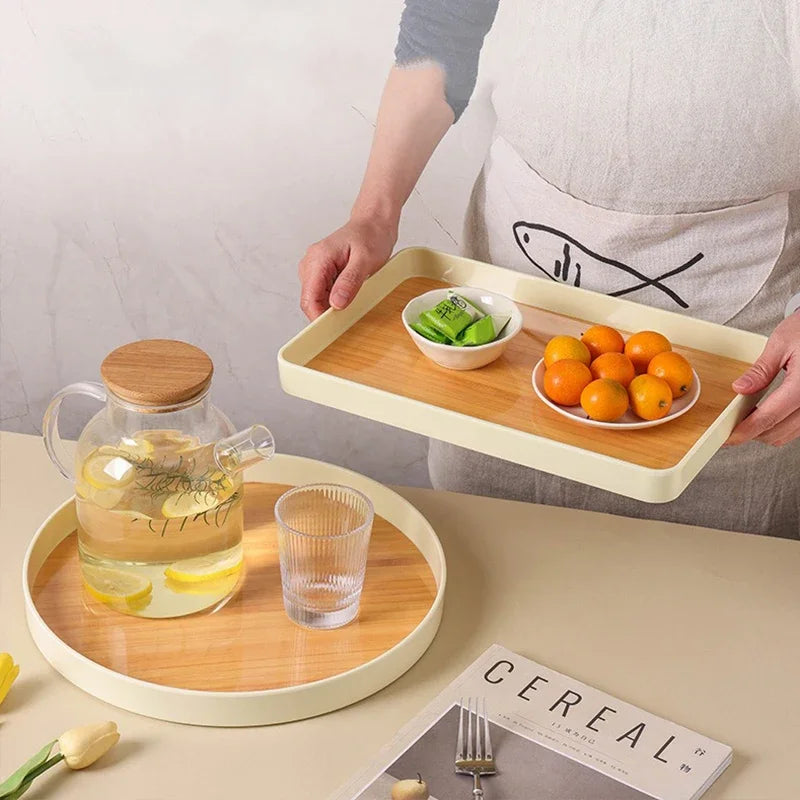Nordic Wood Storage Tray Household Desktop Sundries Cosmetic Perfume Jewelry Key Plate Home Decorative round Storage Trays