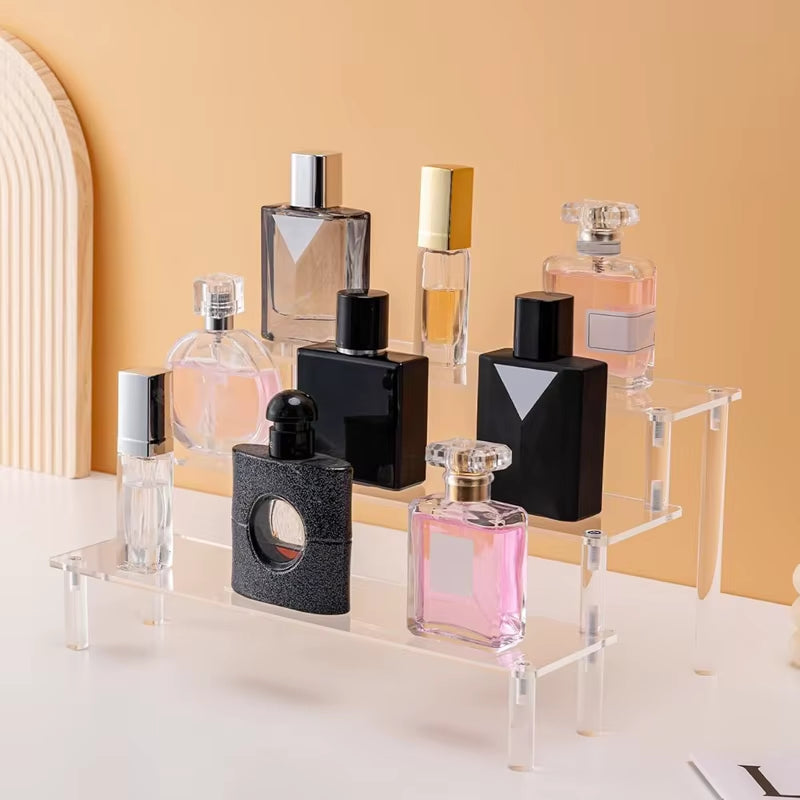 1-4 Tier Acrylic Display Stand Durable Display Rack for Cupcake Perfume Doll Transparent Trapezoidal Blind Box Storage Shelf