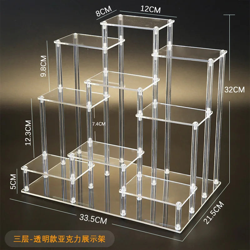 Acrylic Transparent Display Rack Multi Layer Teapot Handmade Toy Car Model Perfume Shelf Dessert Ladder Display Storage Holders