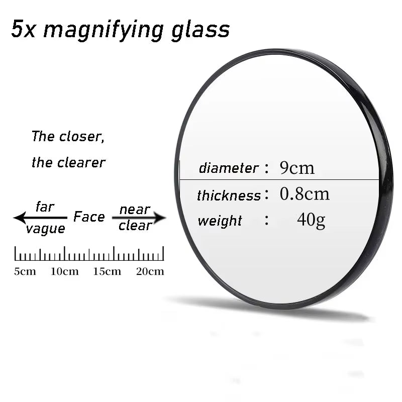 9Cm 5X/10X/15X Magnifying Mirror Suction Cup Mini Compact Makeup Mirror Hand Travel Small Pocket Vanity Mirrors Makeup Magnifier