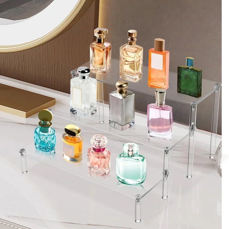 Large Acrylic Display Risers, Perfume Stand Organizer, Clear Acrylic Shelf Risers for Display Stands for Food, Tabletop Use