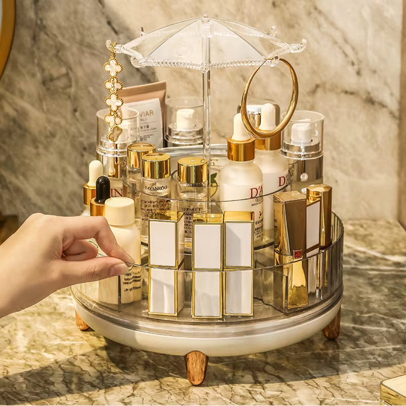 New Transparent Makeup Organizers with 360 Degree Rotation Storage Shelf Cosmetic Storage Box Bathroom Organizer Home Storage