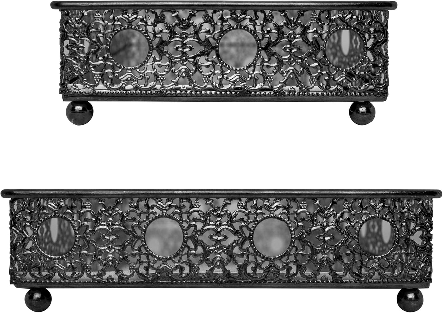 Bathroom Vanity Tray, Decorative Tray, Mirror Tray, Perfume Collection Tray, Candle Tray (2Pc 12.5" L+9.5" L, Gray)