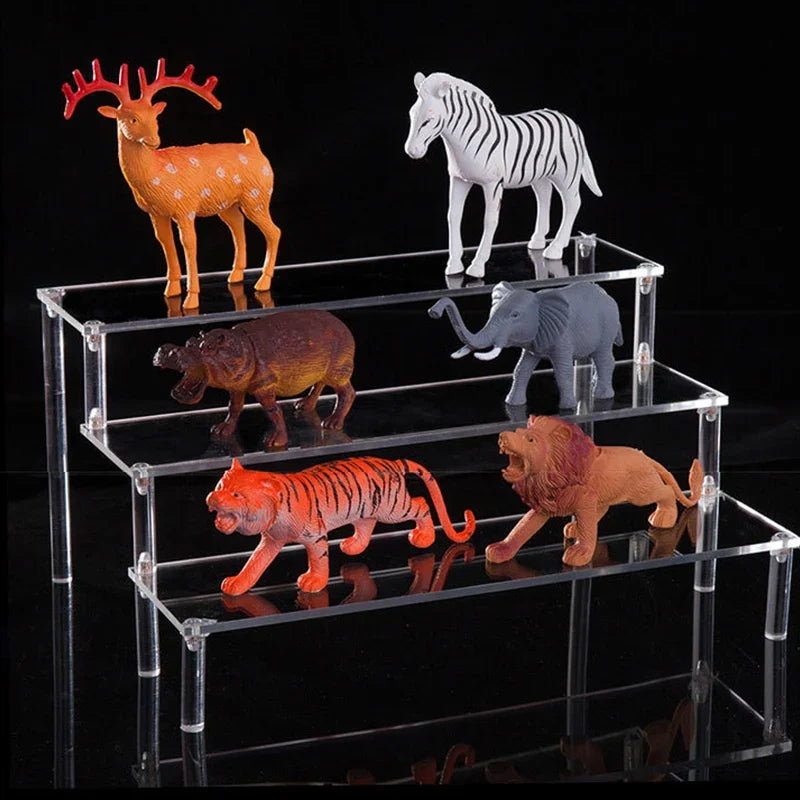1-4 Layers Acrylic Display Stand Durable Display Rack for Cupcake Perfume Doll Transparent Trapezoidal Blind Boxes Storage Shelf