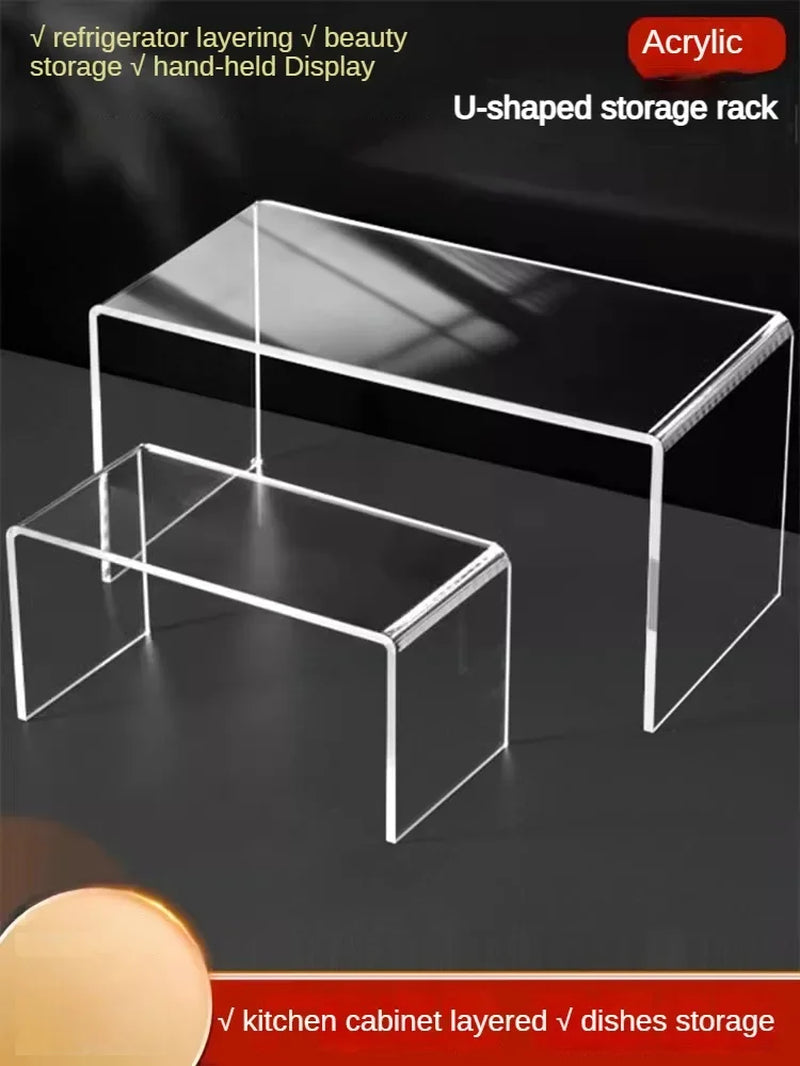 Clear Acrylic Shelf Desktop Display Cabinet Baffle Wardrobe Refrigerator Layered Partition Cosmetics Toy Perfume Storage Rack