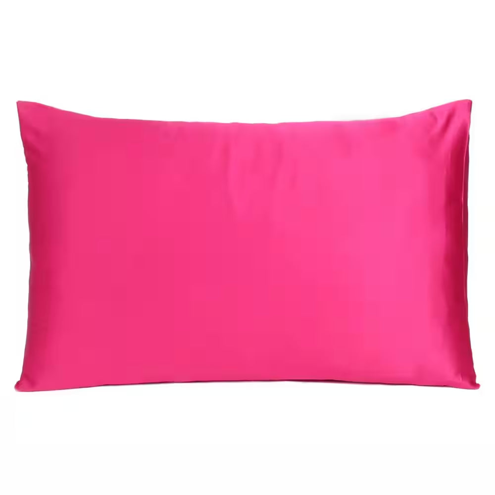 Amelia Fuchsia Solid Color Satin King Pillowcases (Set of 2)