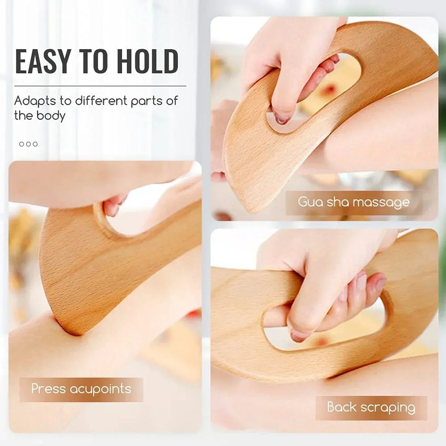 Wooden Gua Sha Tool for Body Massage - Natural Lymphatic & Muscle Comfort Sculpting Stick, Handheld Wood Therapy Tool for Home