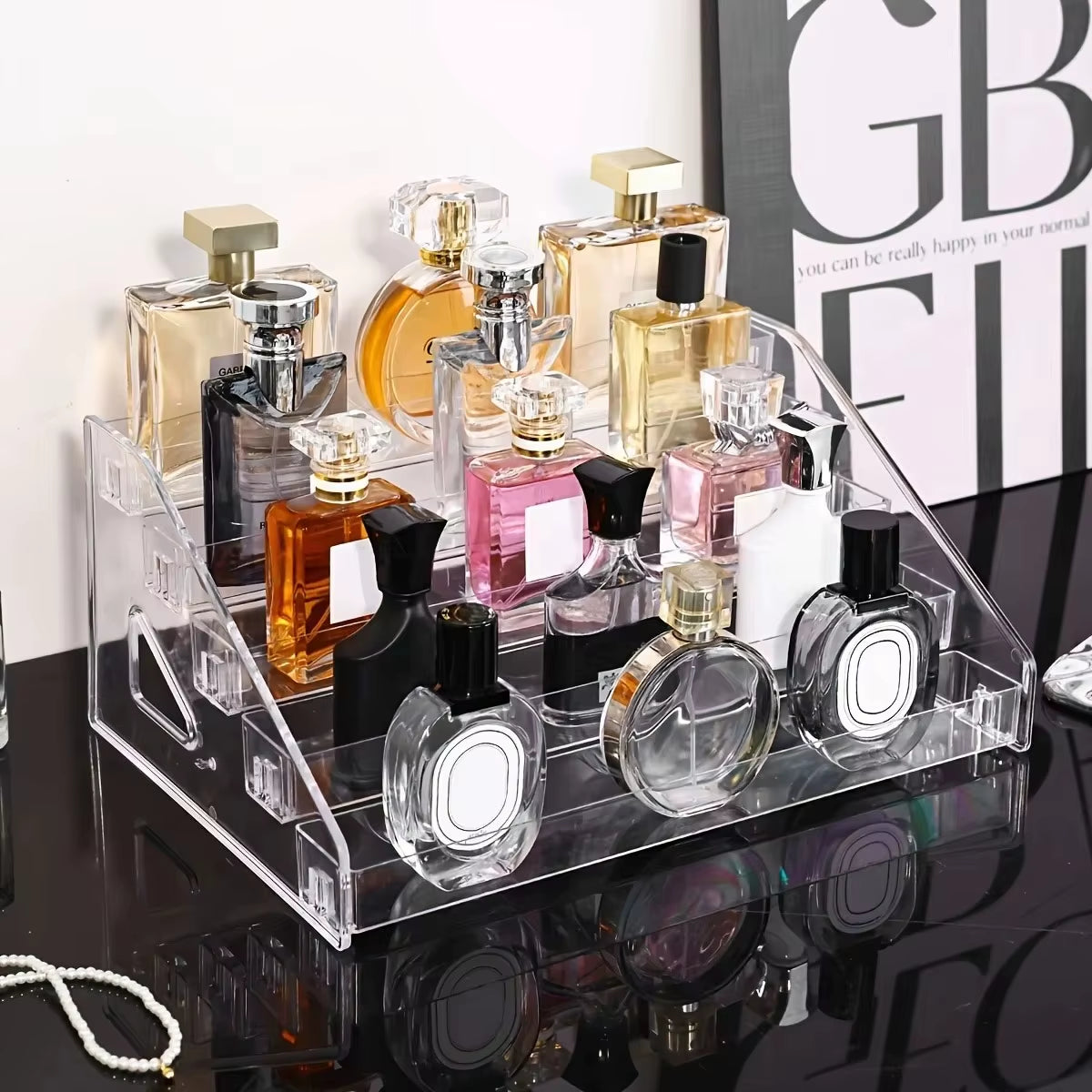 1Pc Acrylic Multilayer Ladder Transparent Perfume Display Shelf Cosmetics Store Display Shelf Is Suitable for Lipstick Organizer