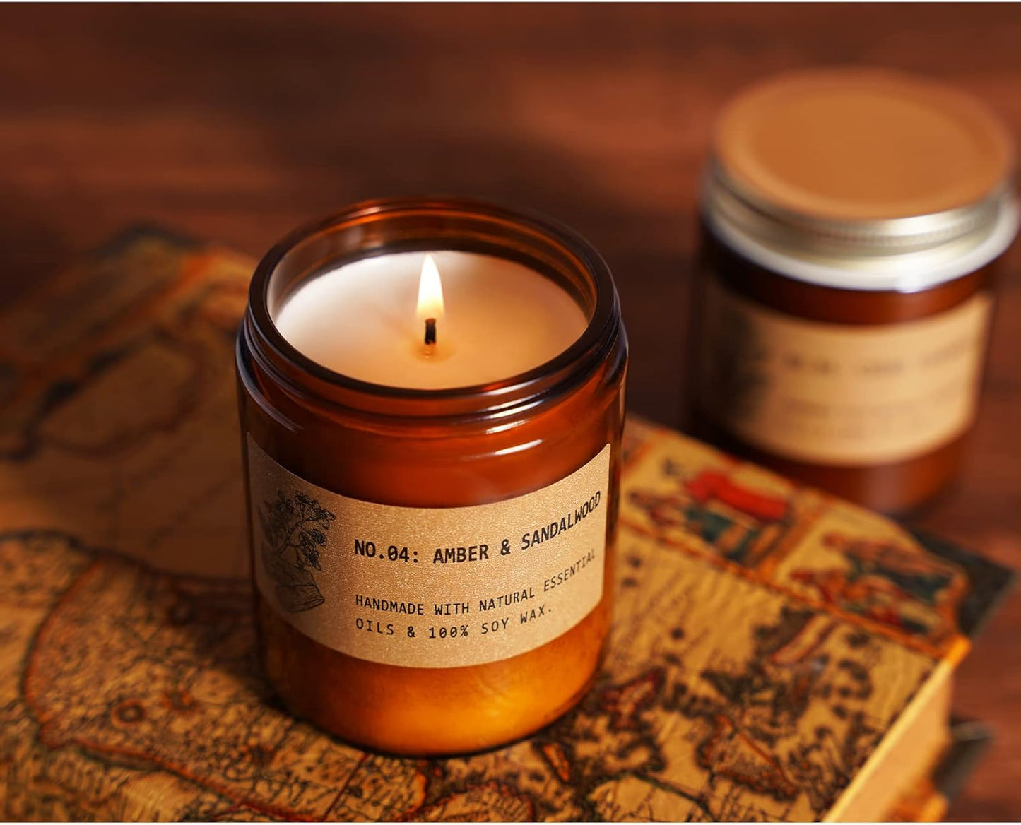 Scented Candle Gifts for Women, Home Scented Candles 7.2 Oz Soy Scented Candle, Lavender, Amber Sandalwood Strong Scented Jar Candle with Gift Box, Christmas Gifts for Women, 2 Pack