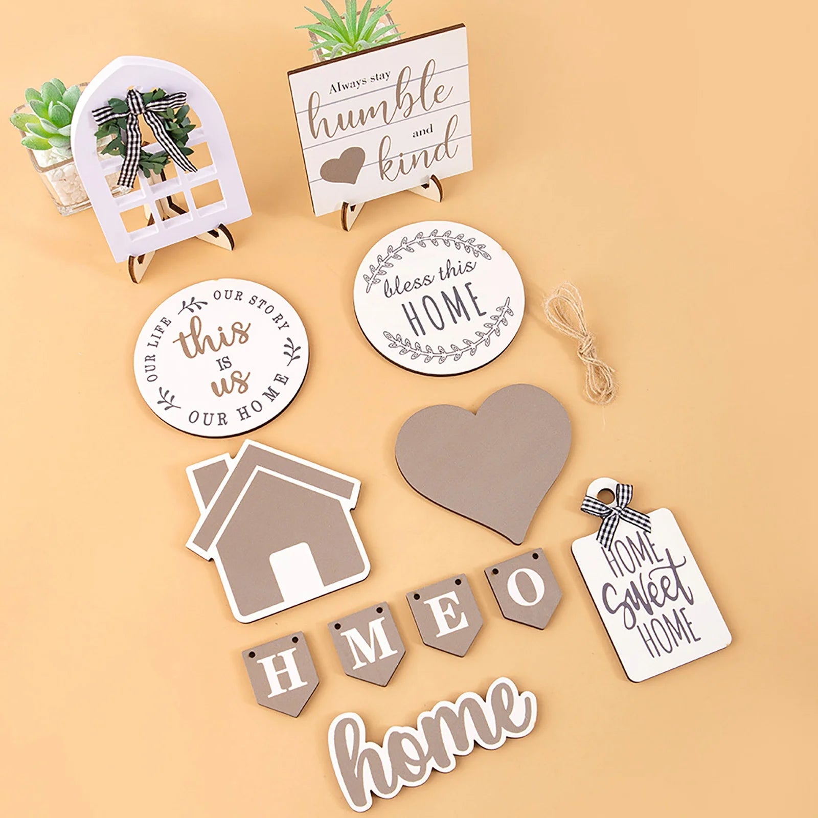 12PCS Farmhouse Tiered Tray Decor Set Sweet Home Tiered Tray Decorations Home Rustic Wooden Signs Decorative Farmhouse Kitchen Table Decor for Dining Room Country Summer Shelf Centerpiece Gift