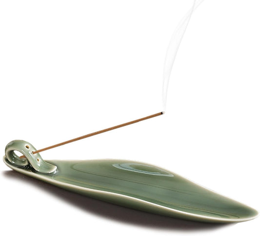 9" Length Incense Stick Holder with 3 Holes, White Porcelain Incense Tray Ash Ca