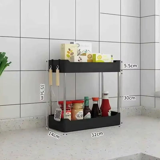 2 Tier under Sink Storage Organizer Multipurpose Rack Bathroom Kitchen Organizer Storage Multipurpose Holder Rack for Kitchen