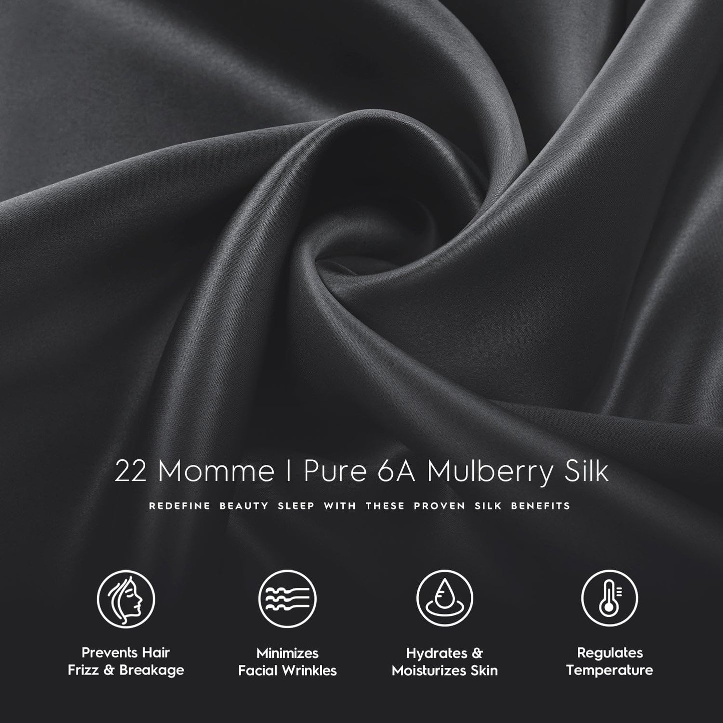 Pillow Cases - 22Mm 100% Pure Mulberry 6A Silk Pillowcase for Hair & Skin with Zipper Closure, Cooling, Natural, Organic, Double Sided Silk Pillow Case (Charcoal Grey, King 20X36, 1Pc)