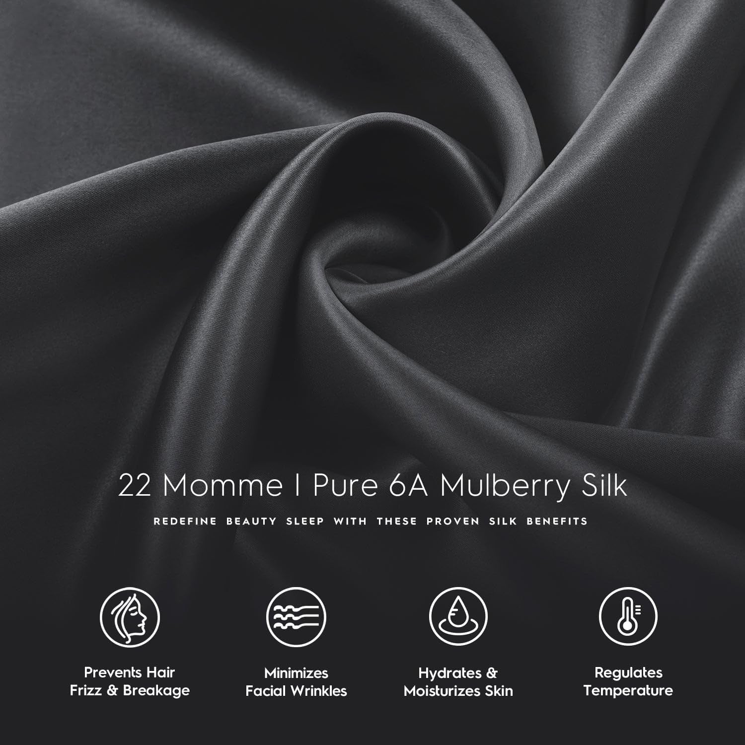 Pillow Cases - 22Mm 100% Pure Mulberry 6A Silk Pillowcase for Hair & Skin with Zipper Closure, Cooling, Natural, Organic, Double Sided Silk Pillow Case (Charcoal Grey, King 20X36, 1Pc)