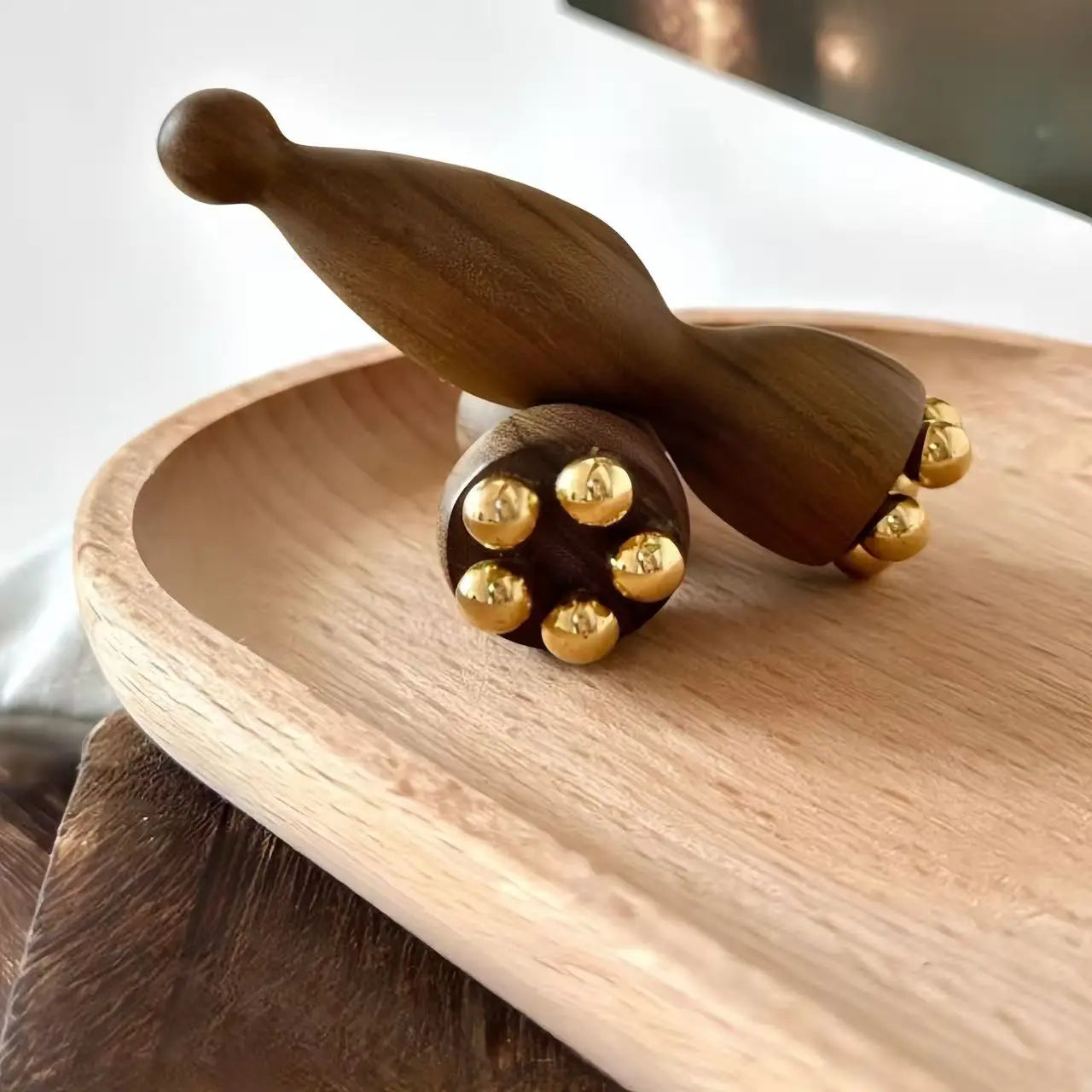 Hot Face Massage Tools Lotus Seedpod Beauty Brass & Rosewood Dark Circles Gua Sha Tool Eye Relaxation Meridians Acupoint Massage