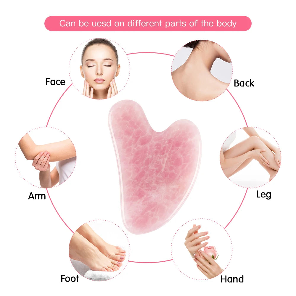 Rose Quartz Gua Sha for Face Massager Skin Scraping Guasha Lifting Natural Jade Massage for Face Gouache Scraper Wrinkle Remover
