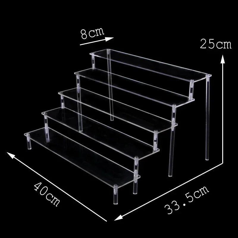 Acrylic Display Stand Transparent Ladder Shelf Doll Clay Figurine Animation Car Model Blind Box Perfume Storage Model Stand