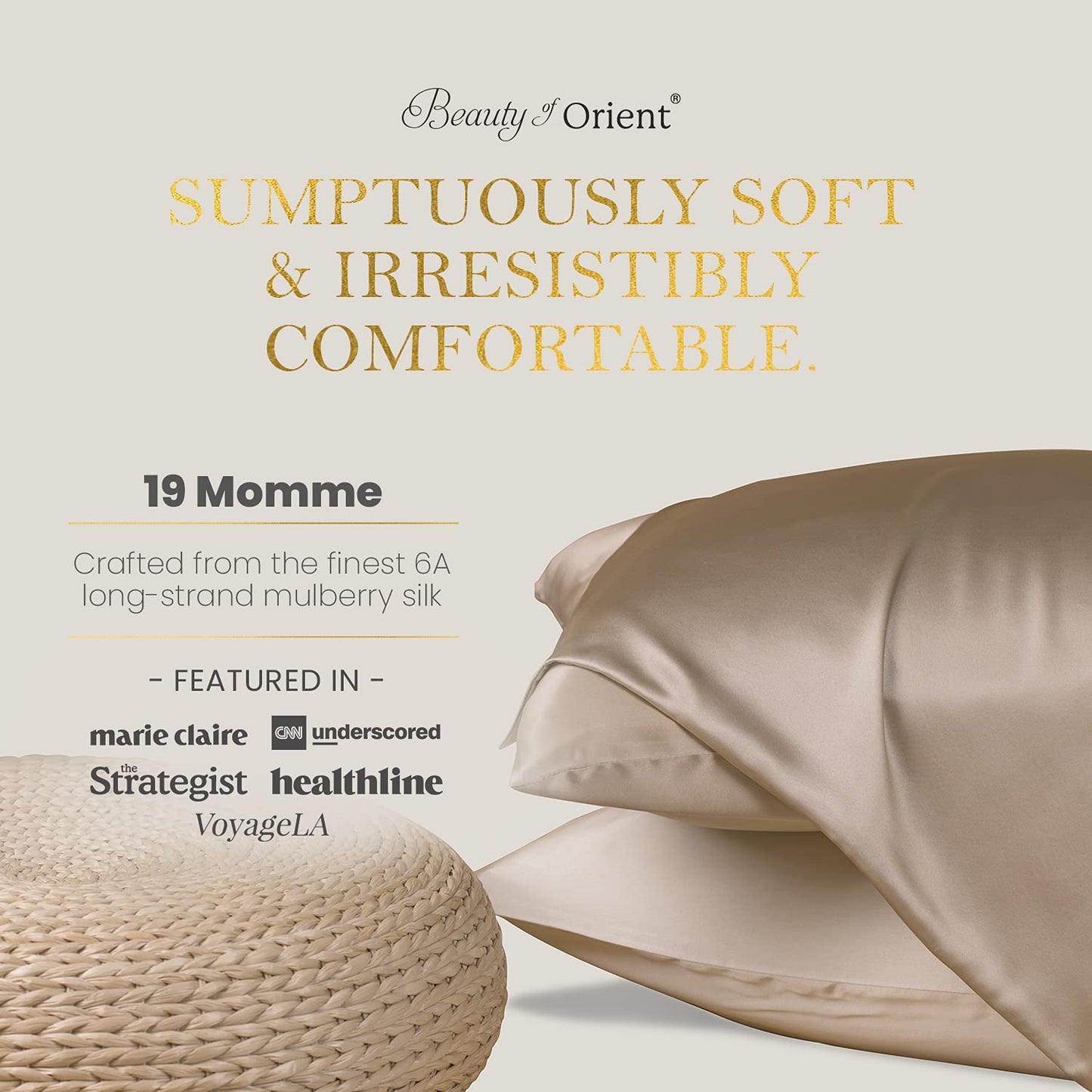 19 Momme Premium Mulberry Black Silk Pillowcase for Hair and Skin | Handcrafted Hypoallergenic & Anti-Acne 100% Silk Pillow Cases with Zipper | Queen - 20" X 30", Midnight