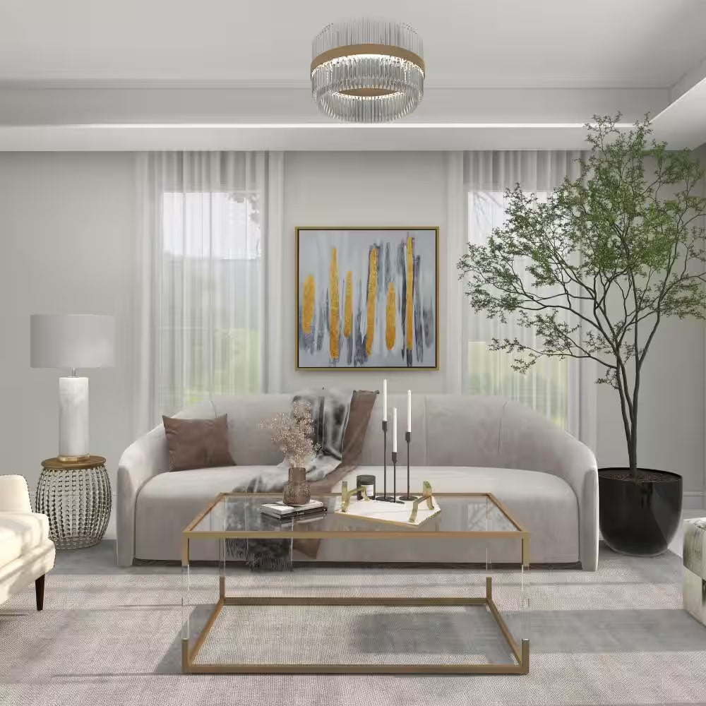 Gold Ceramic Decorative Tray with Gold Handles (Set of 2)