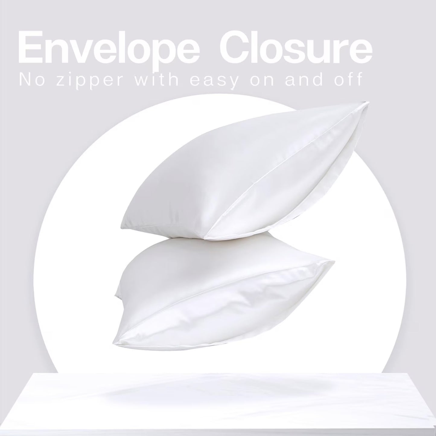 Satin Pillow Case, 2 Pack Satin King Silky Pillowcase for Hair and Skin, Satin Pillowcase Set of 2, 20X40, White
