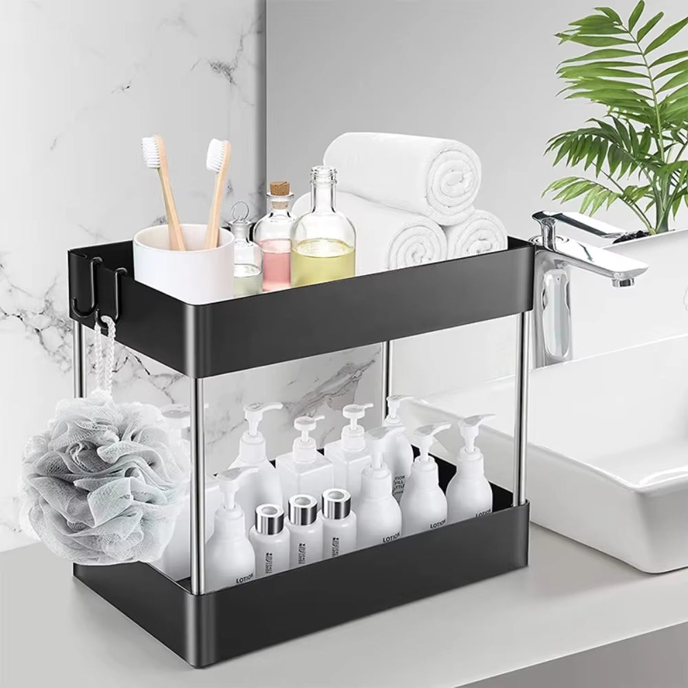 1/2 Pcs under Sink Storage Organizer 2 Tier Drawer Multipurpose Rack Cabinet under Sink Storage Rack Bathroom Kitchen Organizer
